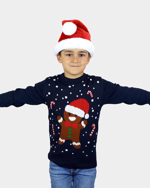 Gingerbread Blue Boys Christmas Jumper