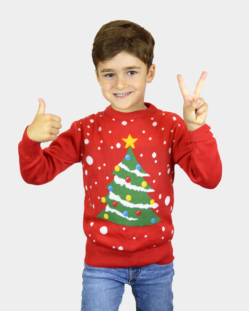 Christmas Tree Red Boys and Girls Christmas Jumper