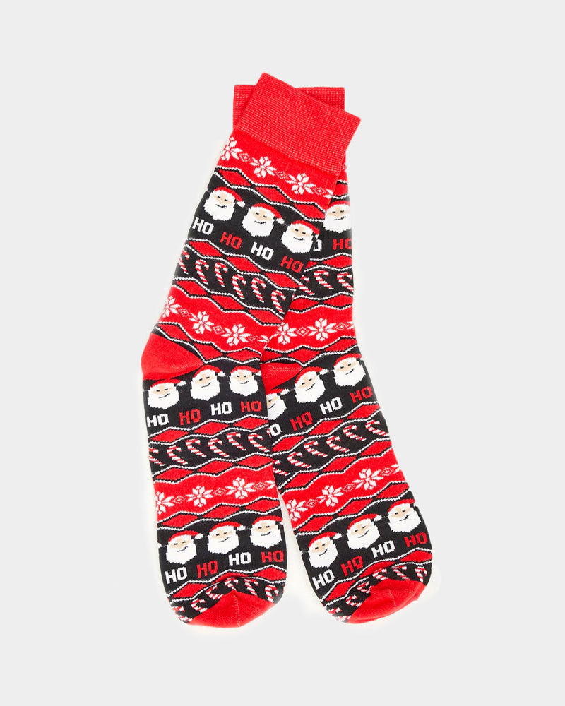 Red Unisex Christmas Socks Santa Claus Ho Ho Ho
