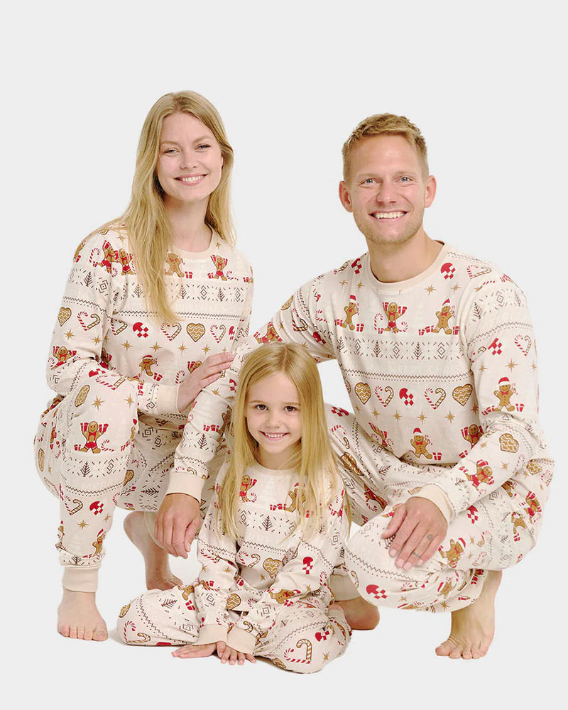 Beige Christmas Pyjama for Family Gingercookies