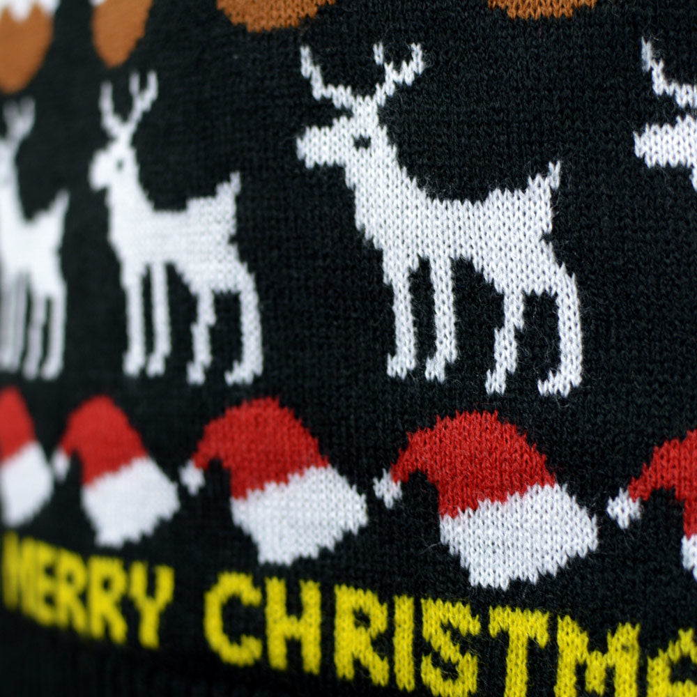 Black Boys and Girls Christmas Jumper Trees, Reindeers and Gifts