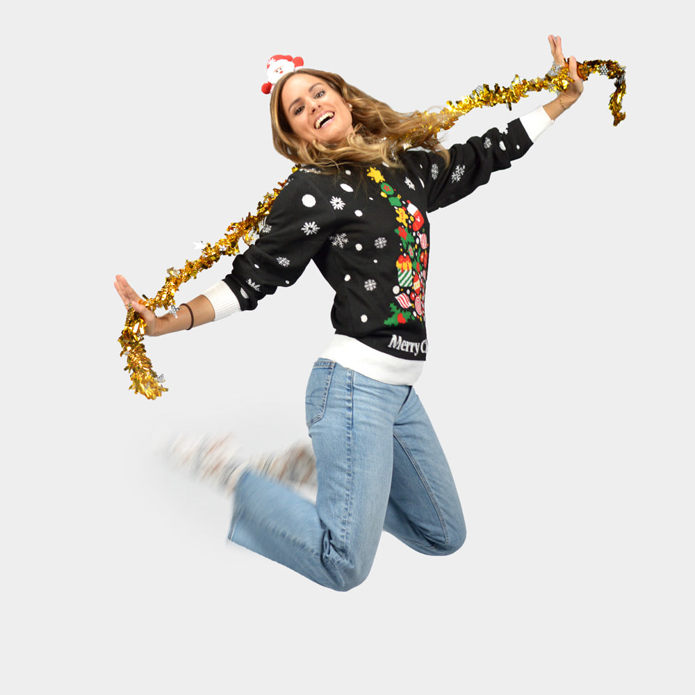 Merry Christmas Womens Black Christmas Jumper