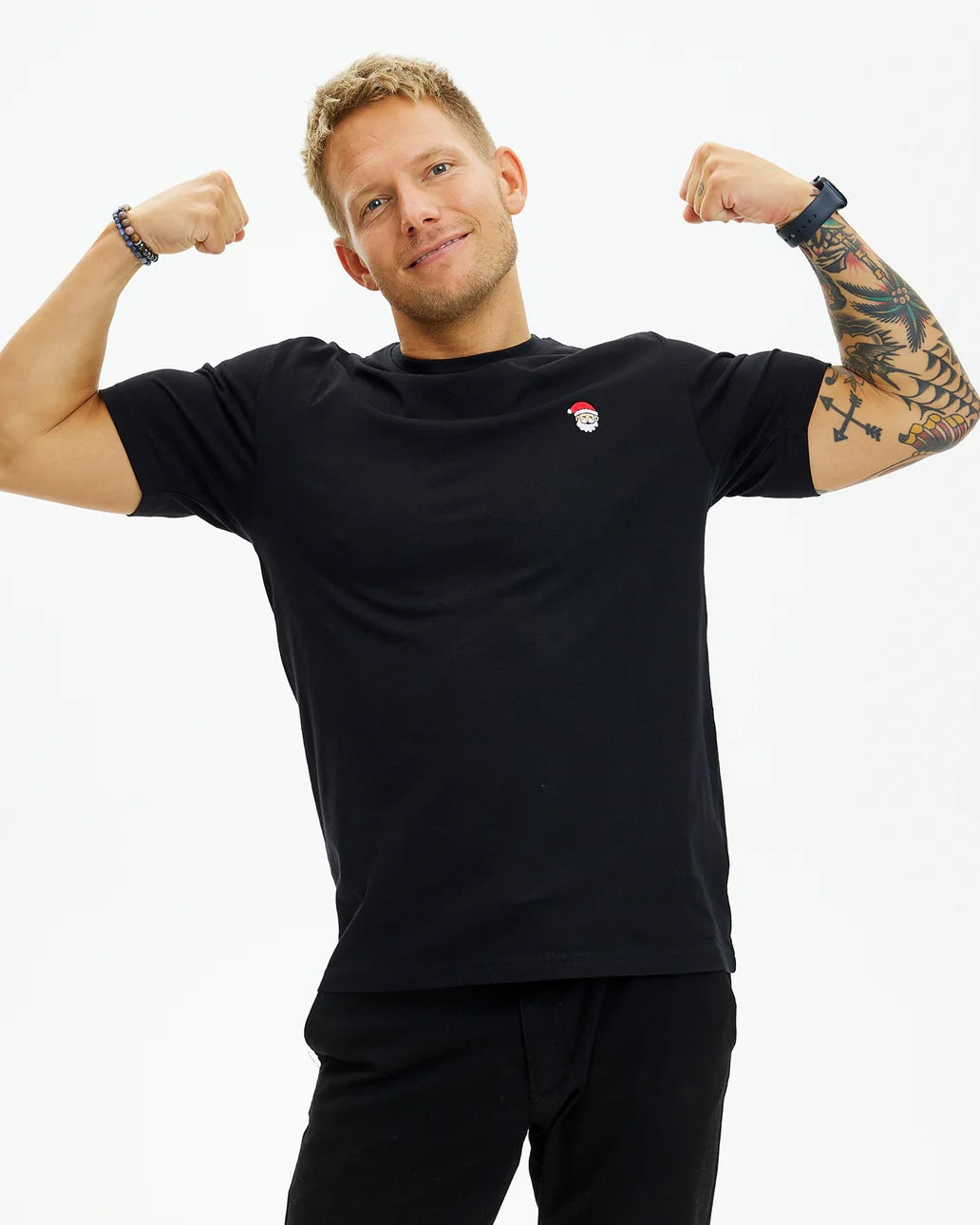 Black Men's Christmas T-Shirt Santa