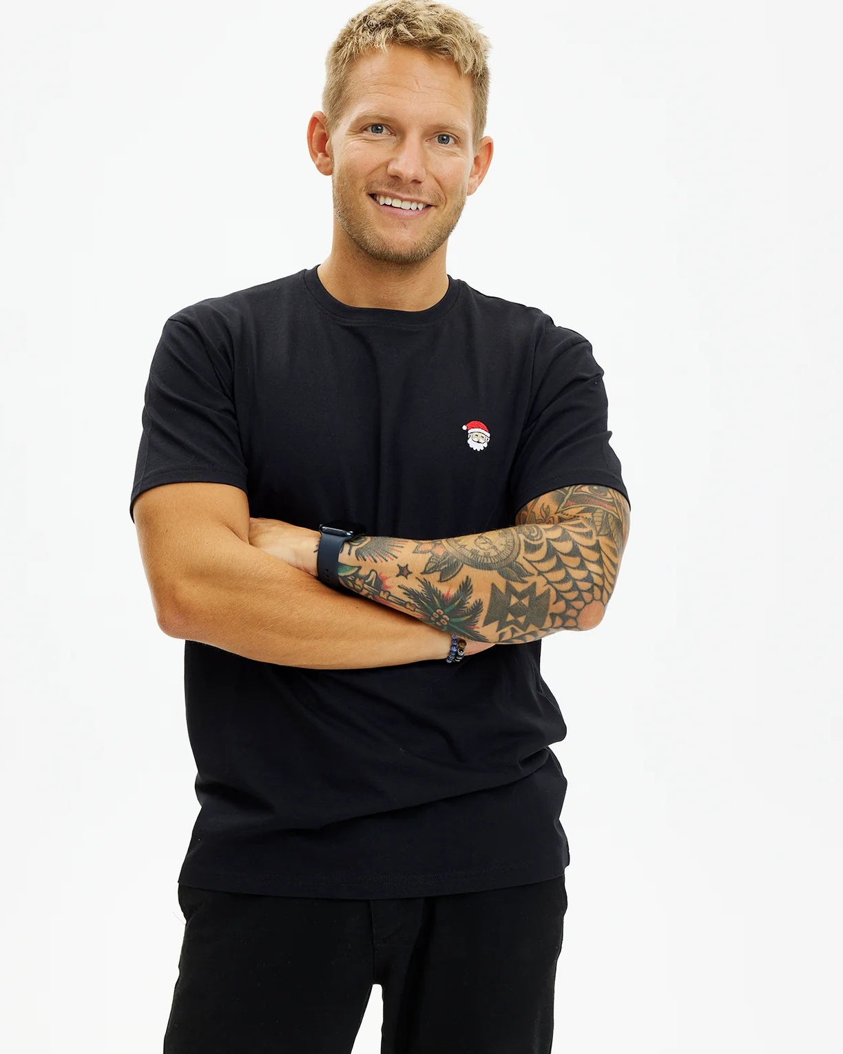 Black Men's and Women's Christmas T-Shirt Santa