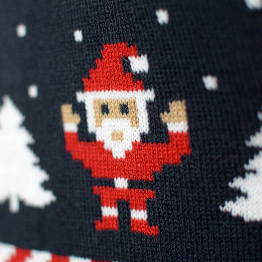 Blue Couples Cardigan Christmas Jumper with Polar Stars Santa