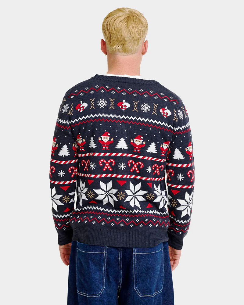 Blue Couples Cardigan Christmas Jumper with Polar Stars