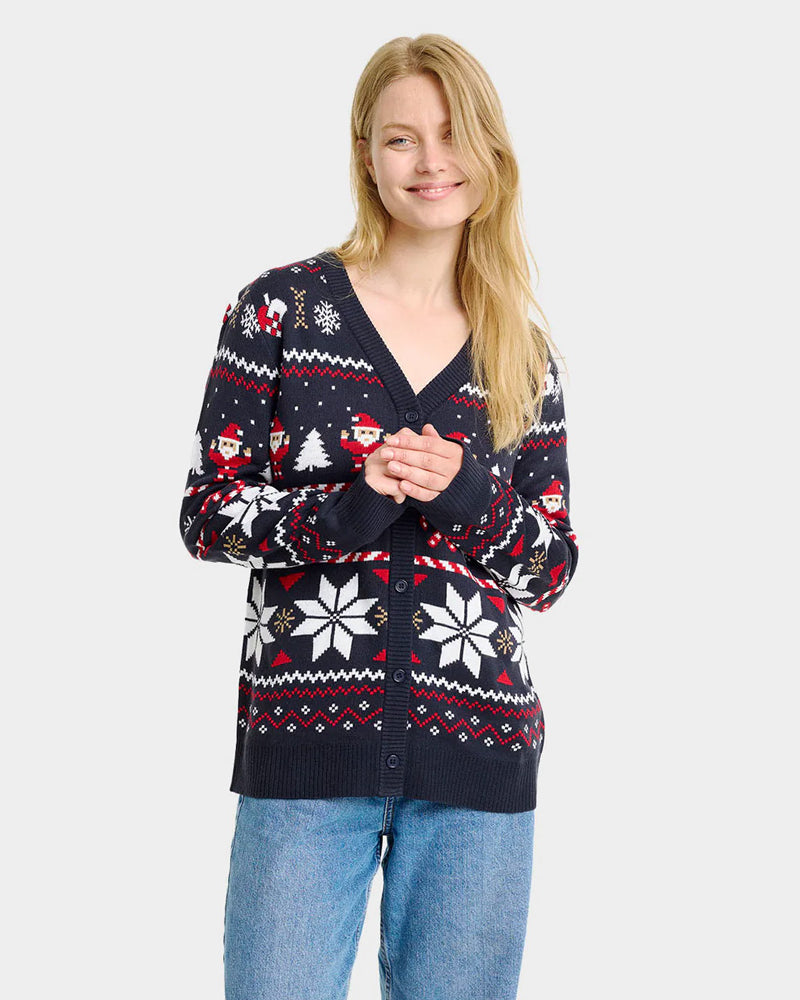 Blue Couples Cardigan Christmas Jumper Womens Polar Stars