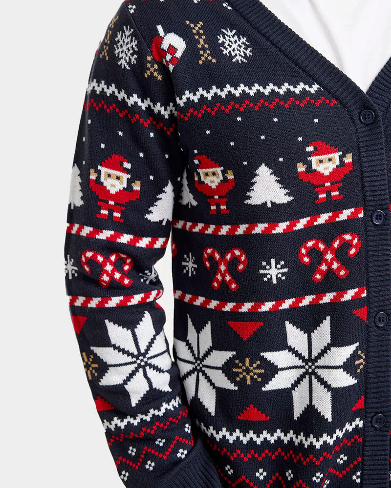 Blue Couples Cardigan Christmas Jumper Mens Polar Stars