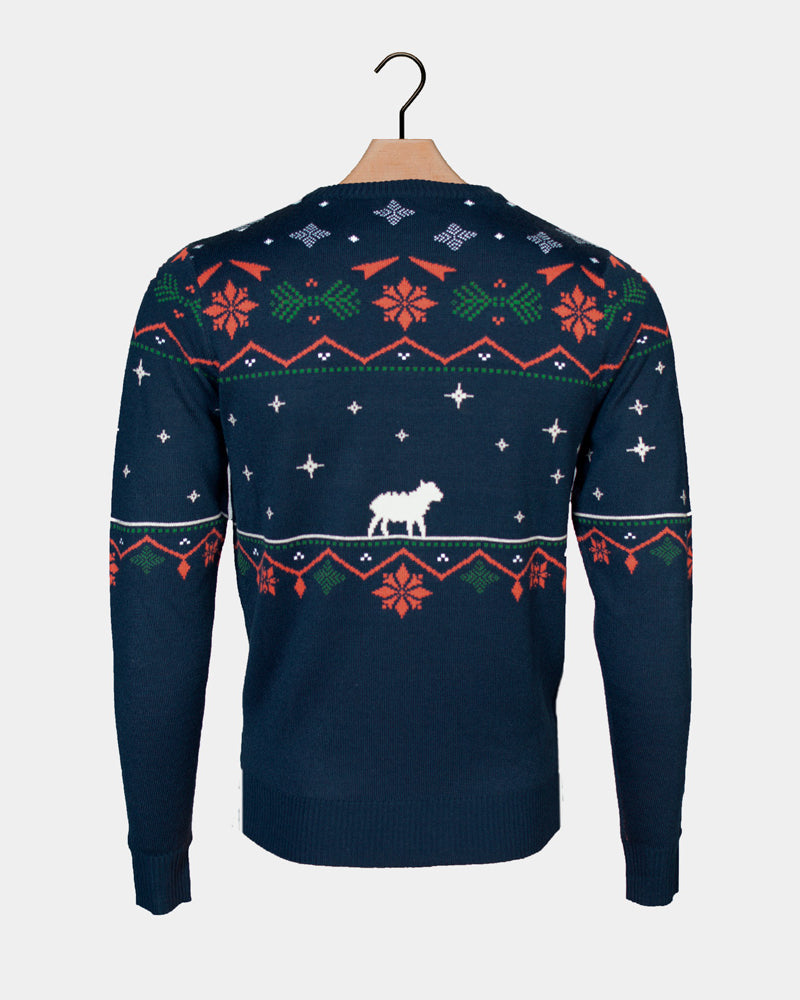 Blue Family Christmas Jumper Nativity