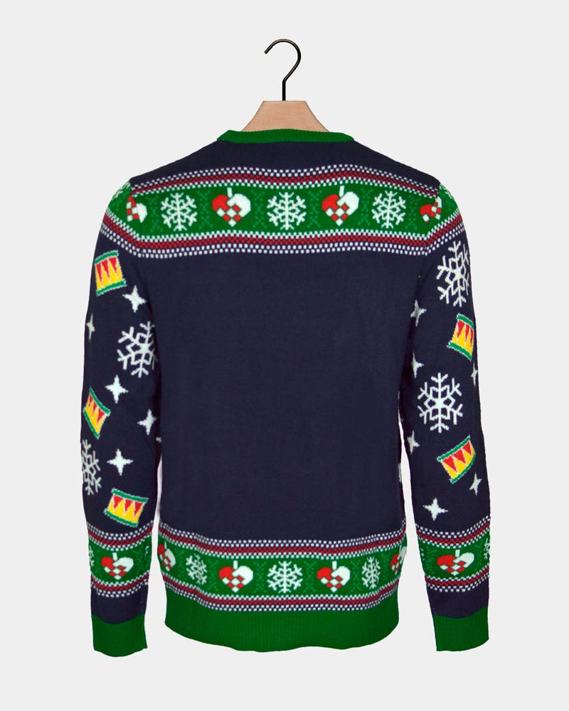 Blue LED light-up Mens with Christmas Tree Christmas Jumper