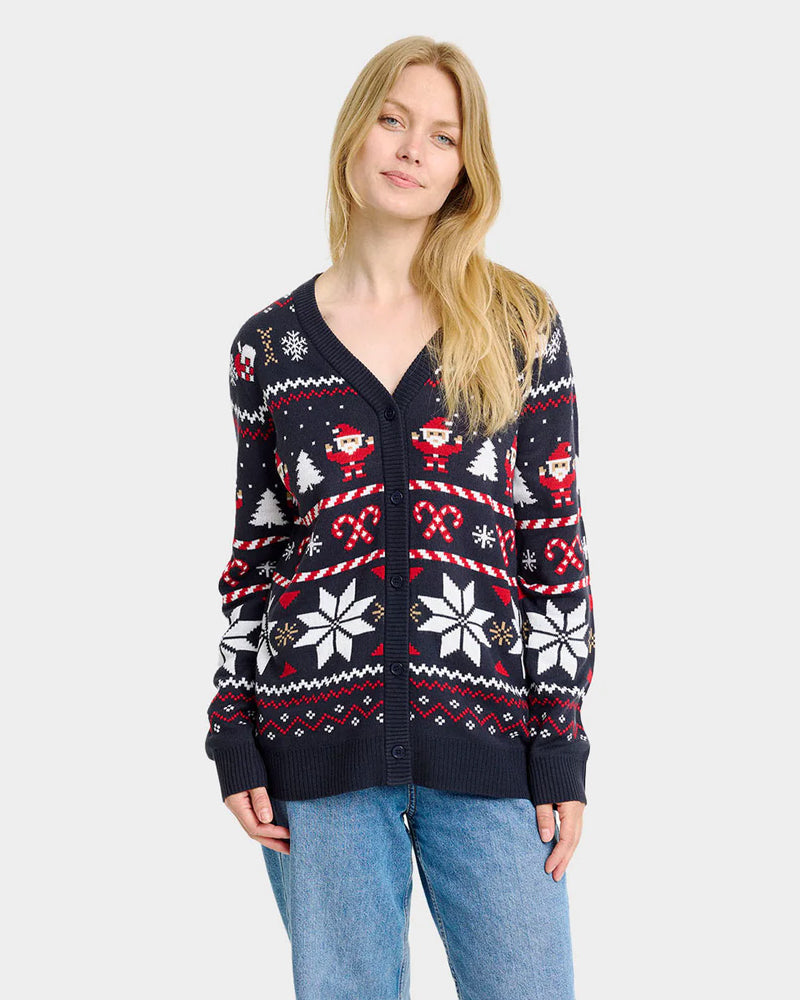 Blue Womens Christmas Cardigan with Polar Stars
