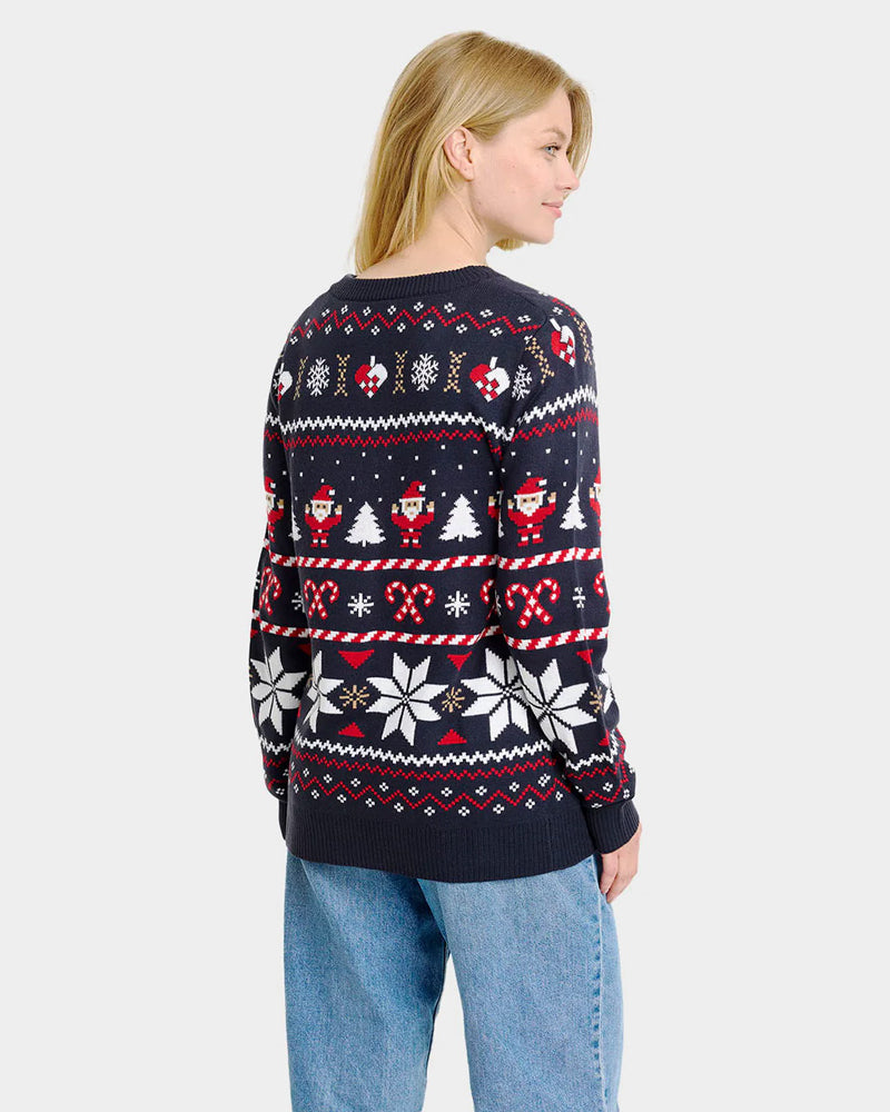 Blue Womens Cardigan Christmas Jumper with Polar Stars