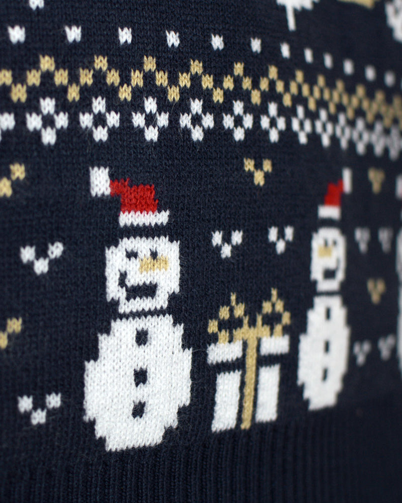 Blue Womens Christmas with Snowmen and Trees Jumper