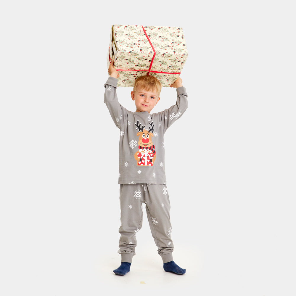 Grey Christmas Pyjama for Children with Rudolph the Reindeer Boys