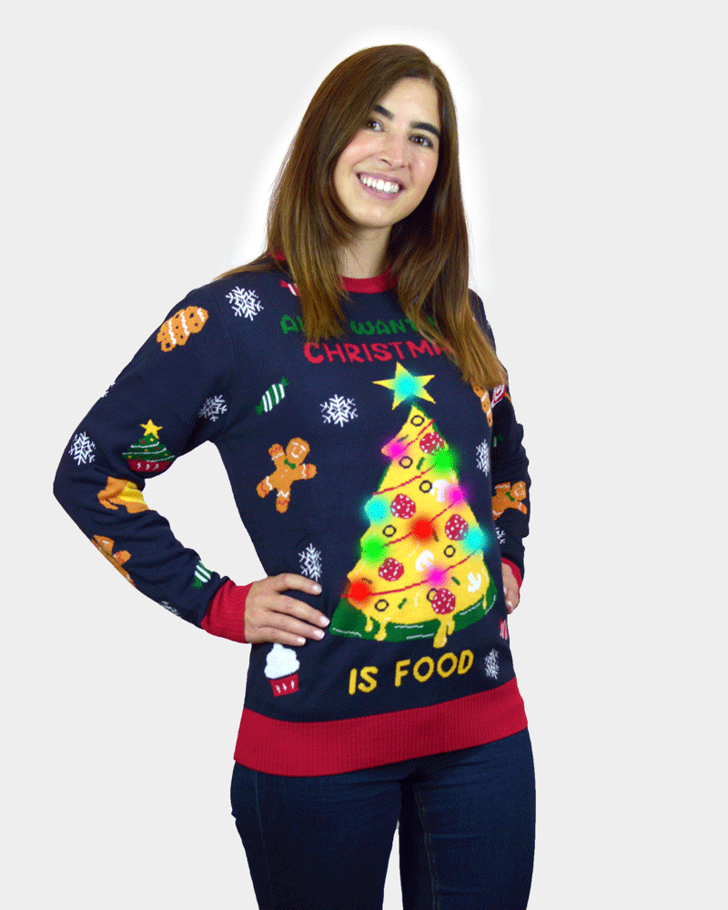 Christmas Food LED light-up Mens Christmas Jumper Womens