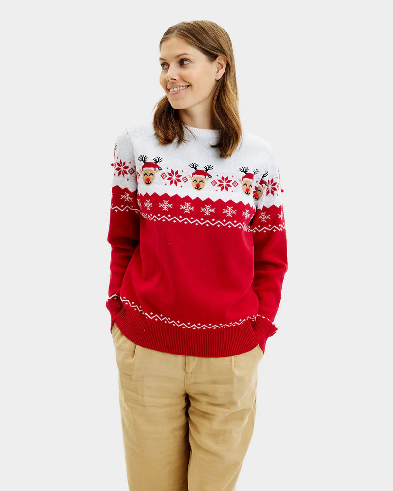 Christmas Jumper Adorable Reindeer Womens