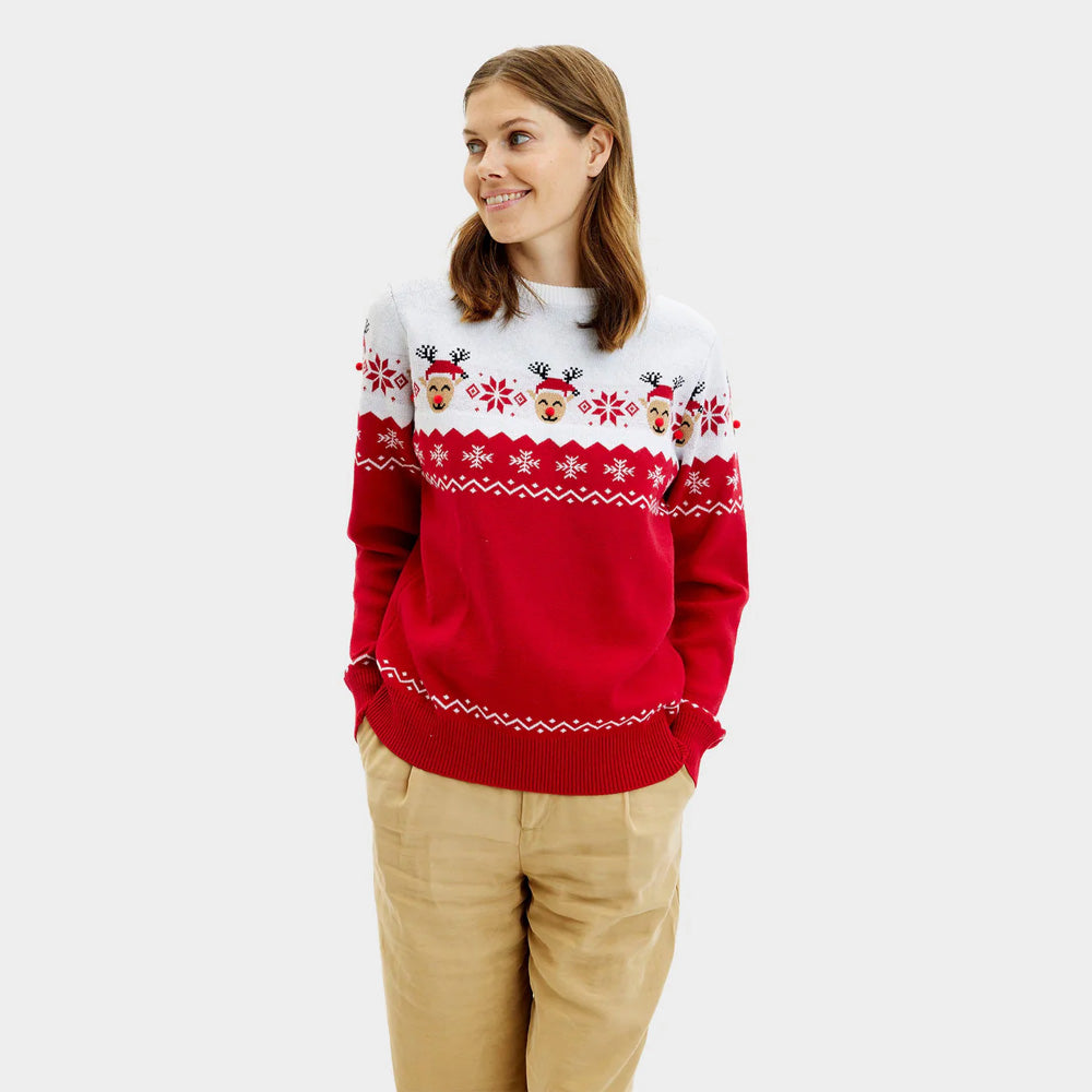 Christmas Jumper Adorable Reindeer Womens