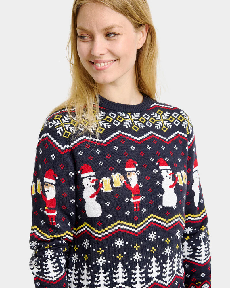 Christmas Jumper Cheers Santa Womens