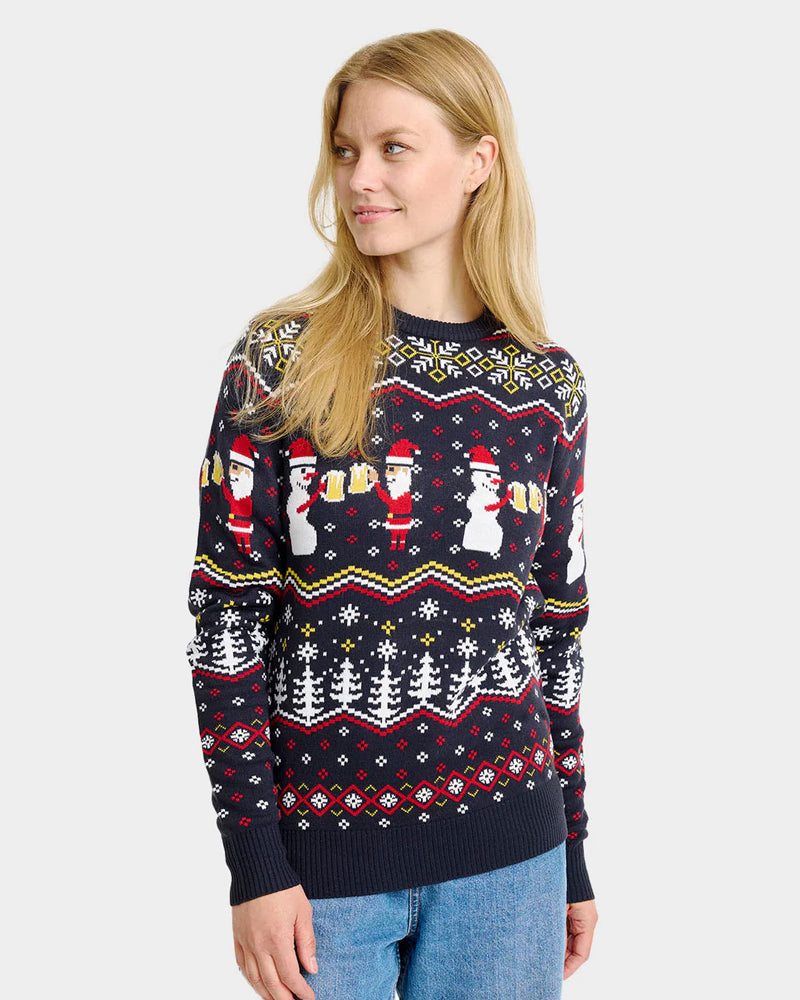 Christmas Jumper Cheers Santa Womens