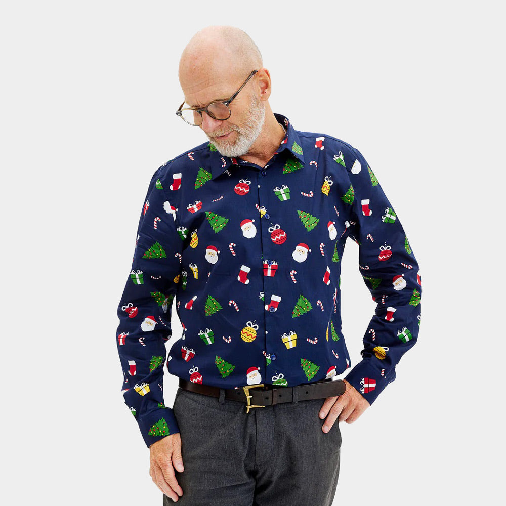 Christmas patterns Men's Blue Christmas Shirt