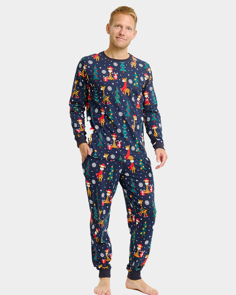 Christmas Pyjama for Family with Giraffes Men