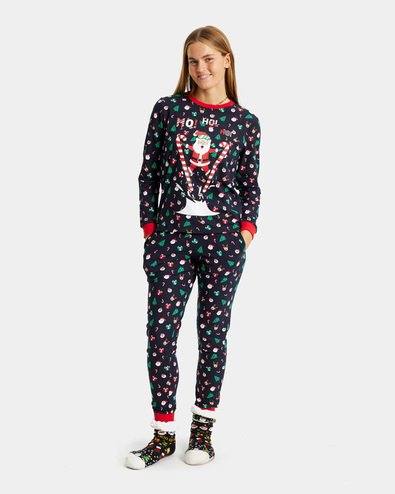 Christmas Pyjama with Skiing Santa Womens
