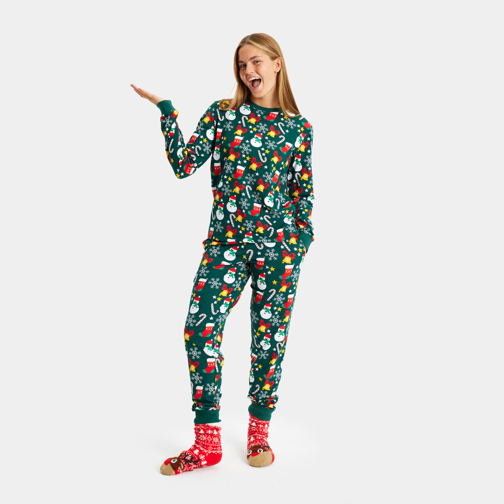 Christmas Pyjama for Women Christmas motifs Green