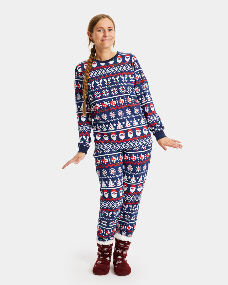 Christmas Pyjama for Women with Santa, Reindeers and Hearts