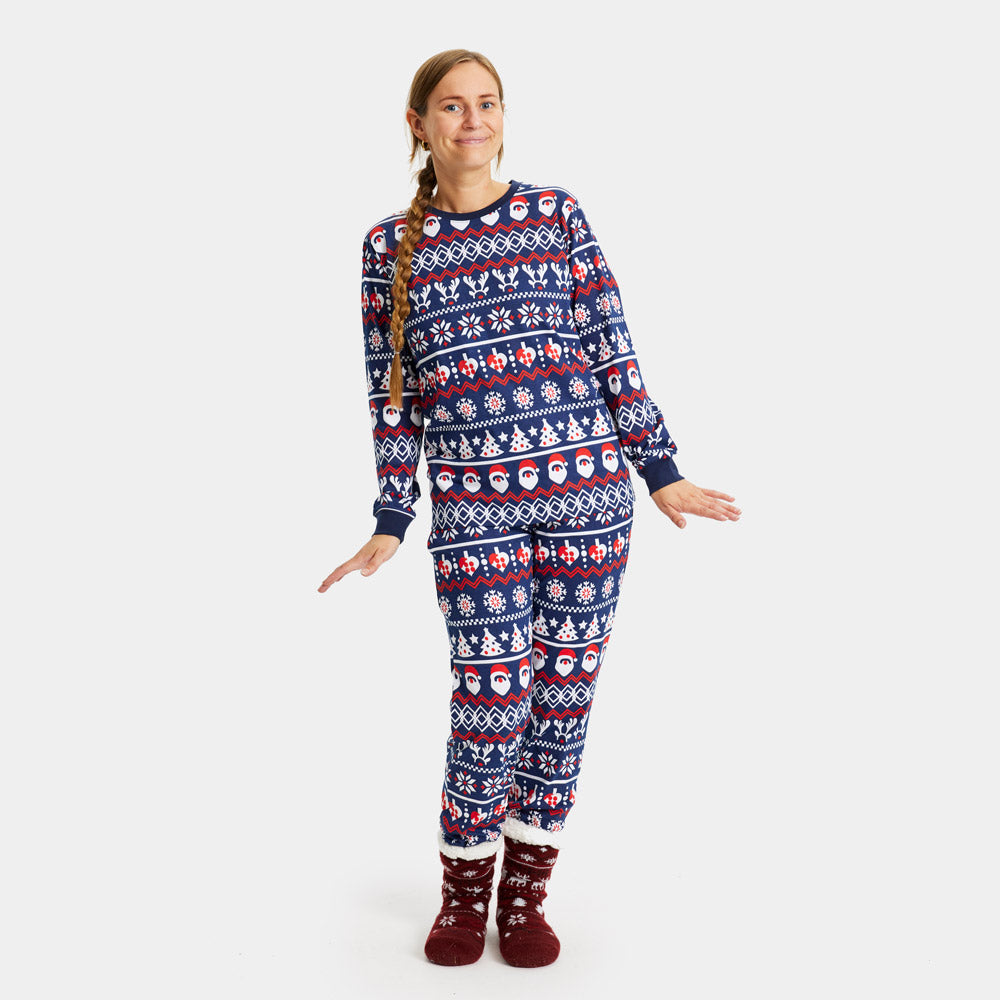 Christmas Pyjama for Women with Santa, Reindeers and Hearts