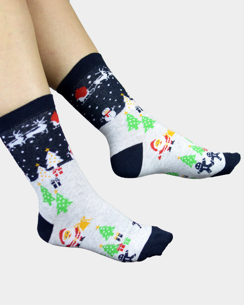 Christmas Socks with Snowman and Christmas Trees