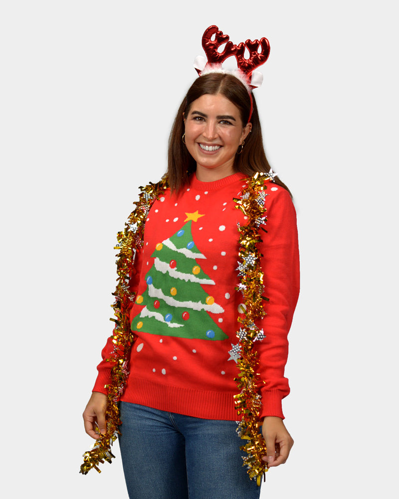 Christmas Tree Womens Family Red Christmas Jumper