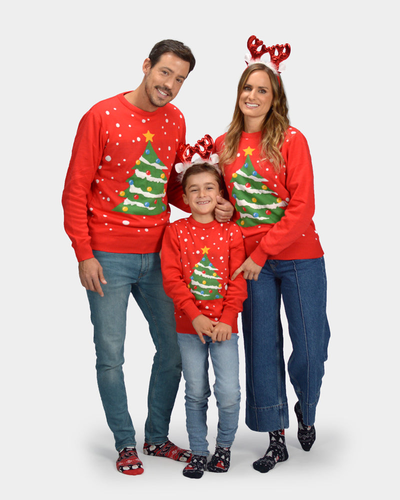 Christmas Tree Family Red Christmas Jumper