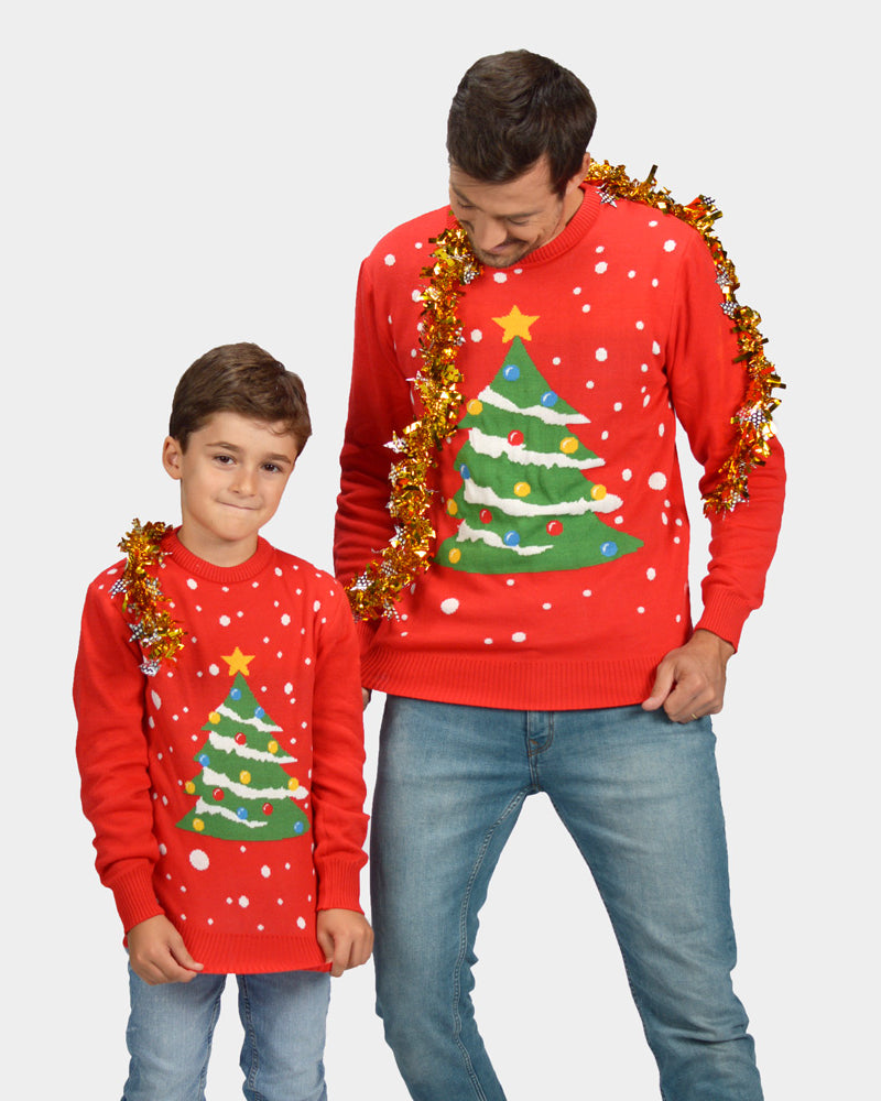 Mens Christmas Tree Red Boys and Girls Christmas Jumper