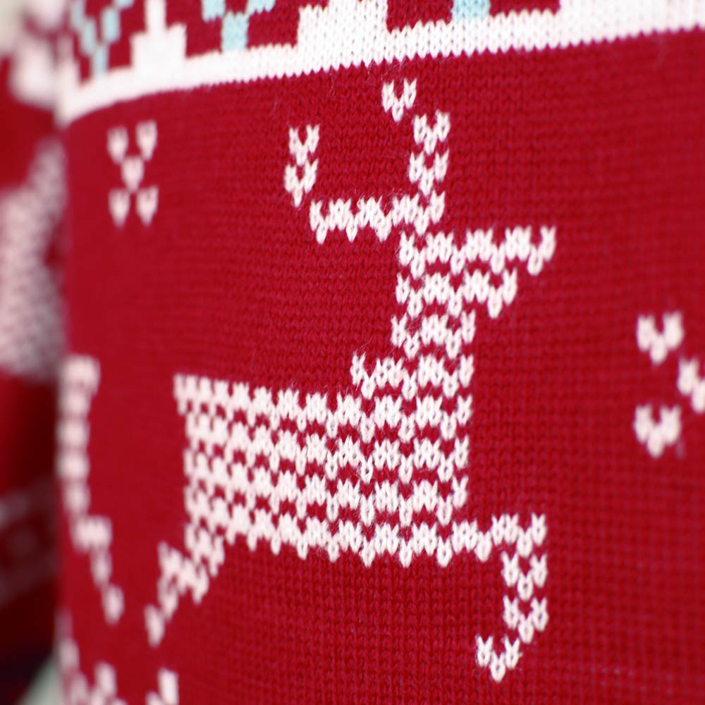Classic Red Christmas Jumper with Polar Stars Reindeer