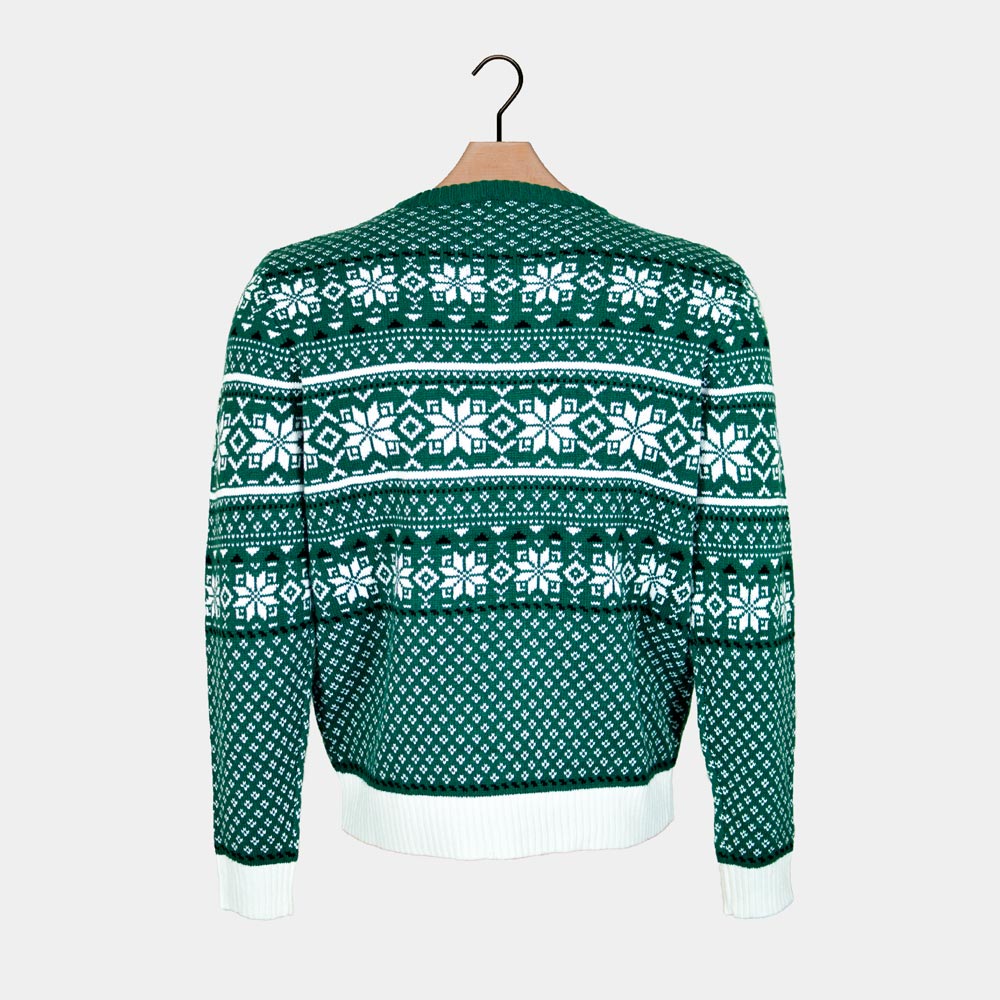 Christmas Jumper Classy Green and White Men's