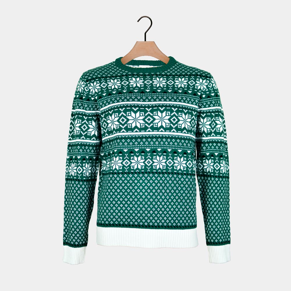 Classy Green and White Couple's Christmas Jumper
