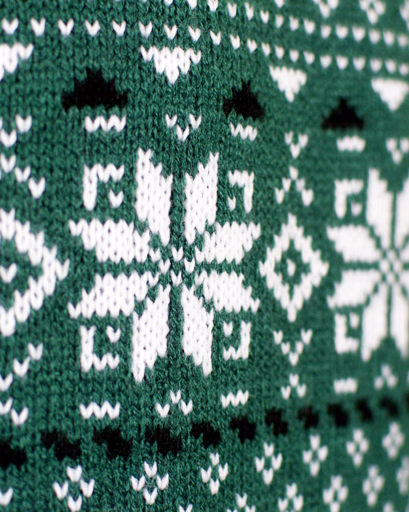 Classy Green and White Men's Christmas Jumper detail