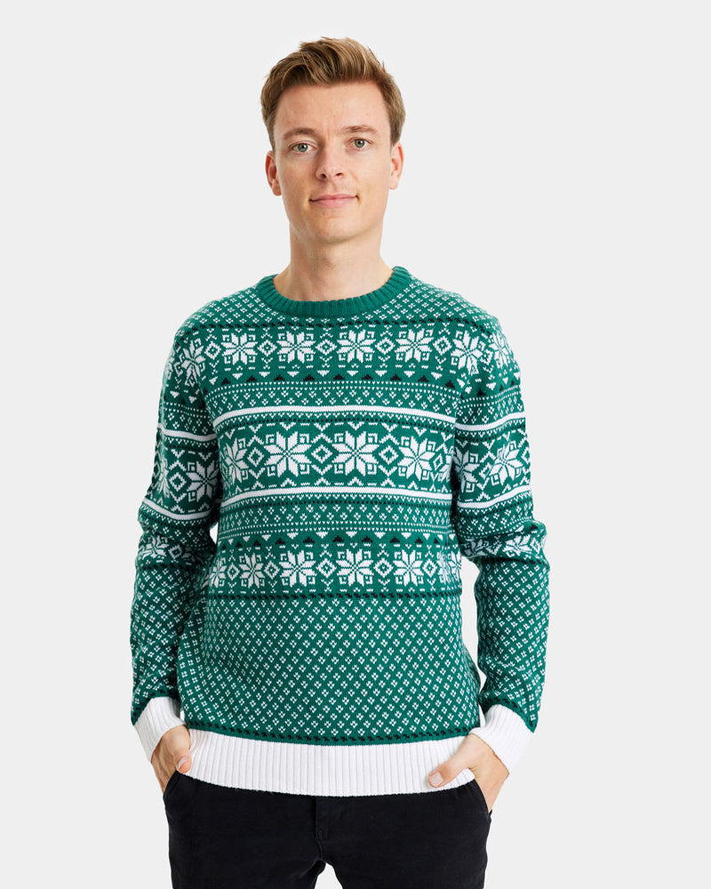Classy Green and White Womens Mens Christmas Jumper