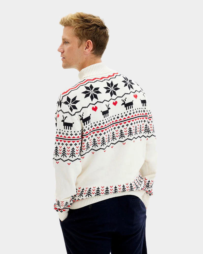 Classy Men's Turtleneck Beige Organic Cotton Christmas Jumper