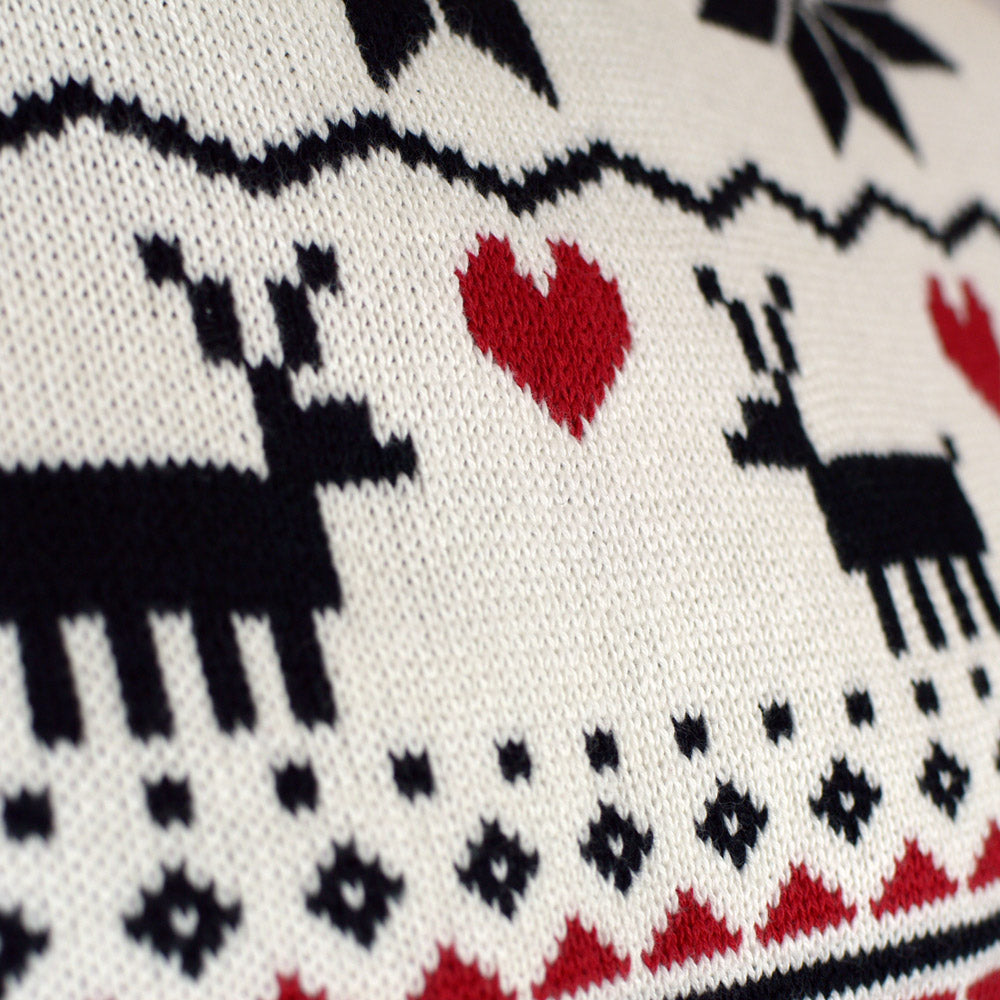 Classy Turtleneck Beige Organic Cotton Womens Christmas Jumper Reindeer