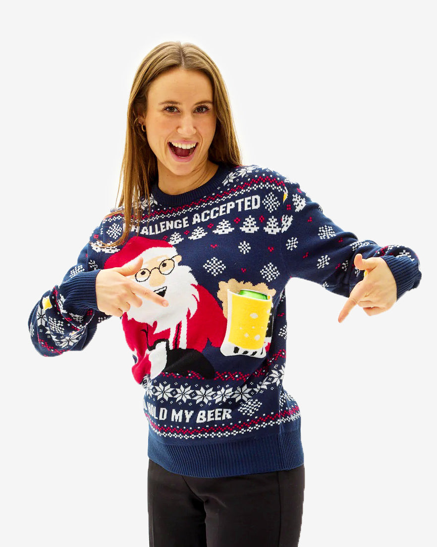 Couple's Christmas Jumper with Beer Pocket 3D womens
