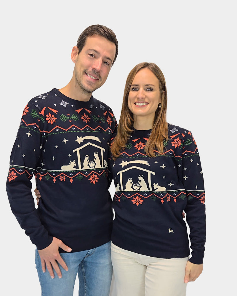 Couples Christmas Jumper Nativity Womens and Mens