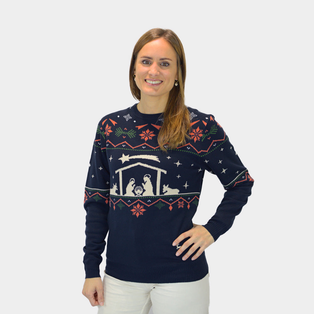 Couples Christmas Jumper Nativity Womens