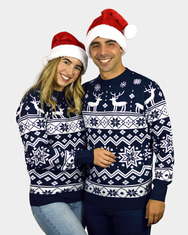 Boys and Girls Christmas Jumper Couples Reindeers and Nordic Stars