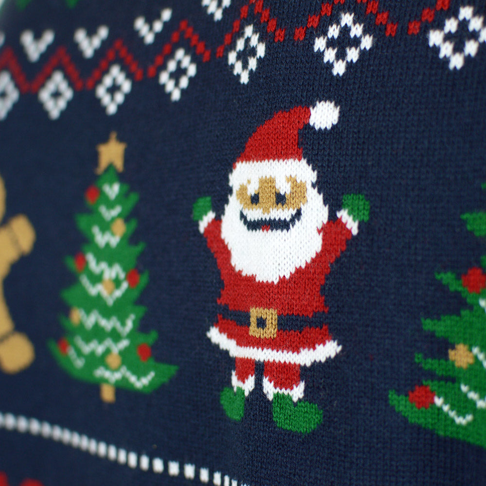 Couples Blue and Red Cardigan Christmas Jumper Santa