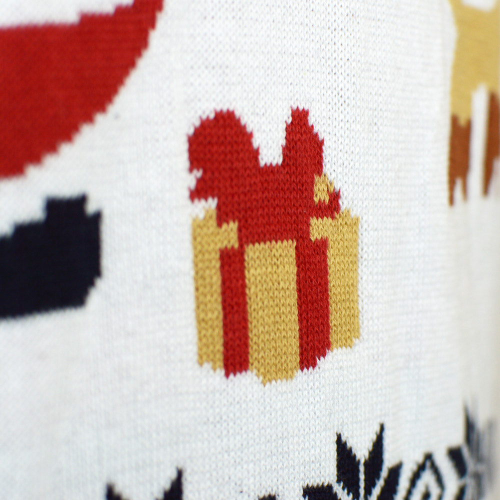 Couples Christmas Jumper Blue Santa and Rudolph