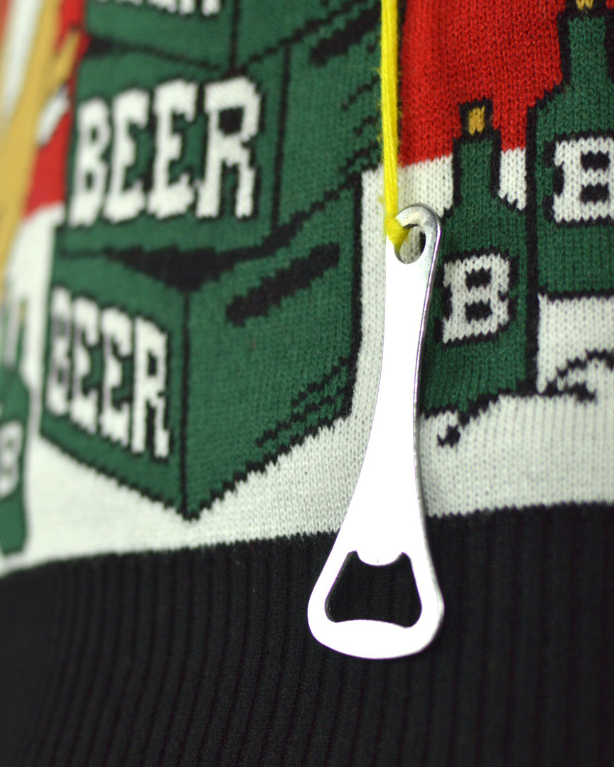Couple's Christmas Jumper with Reindeer detail Beer Opener