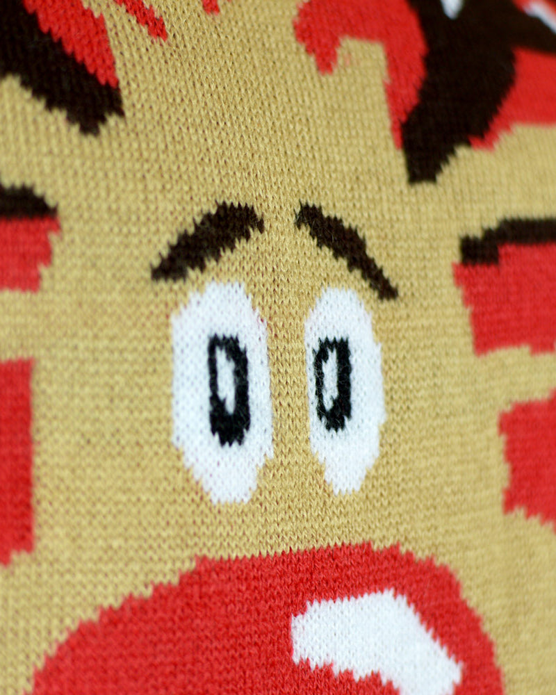 Couples Christmas Jumper Red Reindeer with Scarf