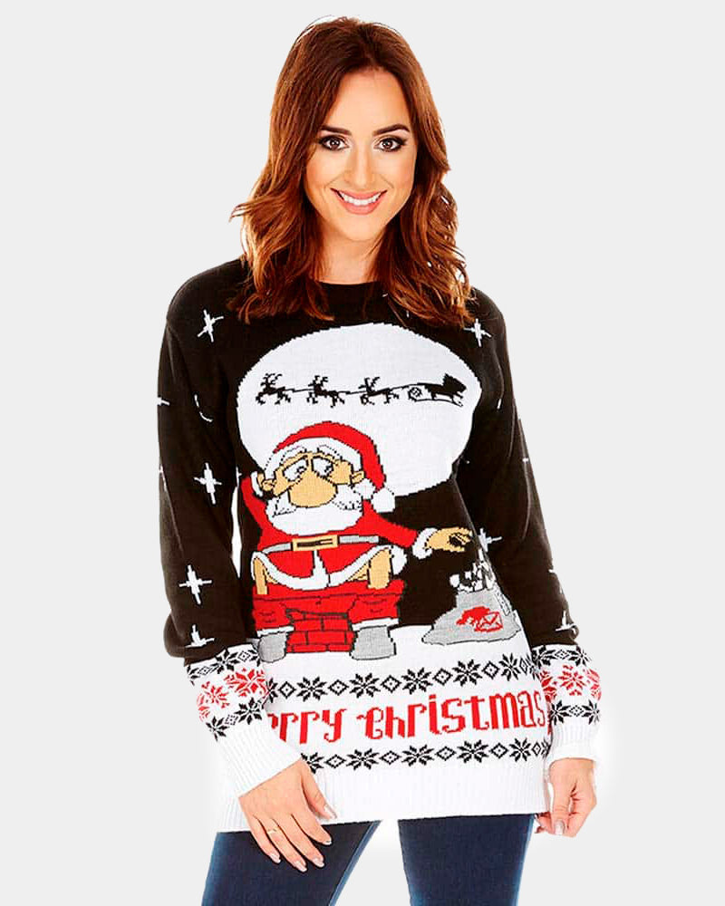 Couple's Christmas Jumper with Santa Downloading womens