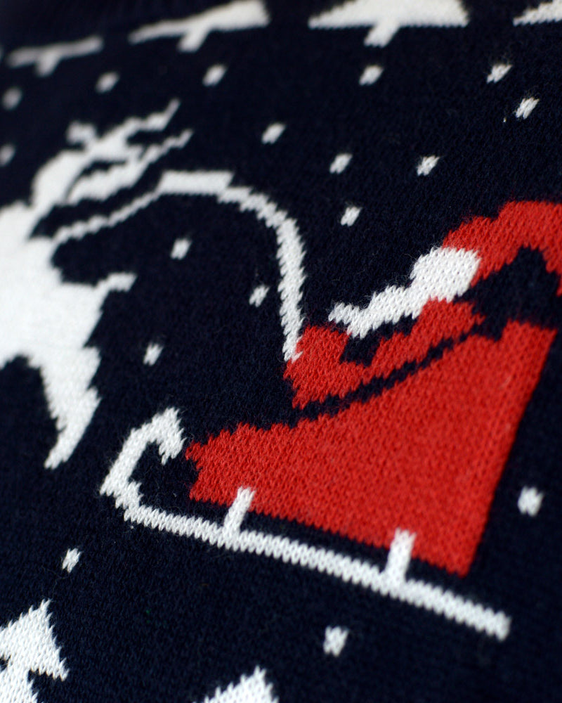 Couple's Christmas Jumper with Trees, Snowmen and Santa detail